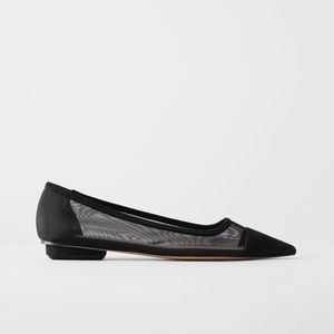 NWT ZARA Mesh Black Ballet Flats
